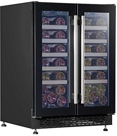 Baridi 60cm Dual Zone Wine Cooler and Drinks Fridge 40 Bottle/120 Can Built-In Under Counter/Freestanding Glass Fronted Bar Drinks Fridge Chiller - DH96