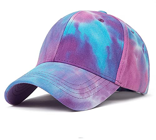 XYIYI Blau Lila Tie Dye Classic Baumwolle Baseball Cap Verstellbar Baseballkappe für Damen Herren