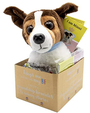 Joy Toy Minnie Adopt me Plüsch 18 cm mit Armband für den neuen BFF und illustriertem Vorlesebuch in Geschenkkarton 12x15x25 cm
