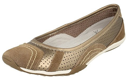 Ladies Down to Earth Flat Ballerina Shoes - Bronze Leather - UK Size 5 - EU Size 38 - US Size 7
