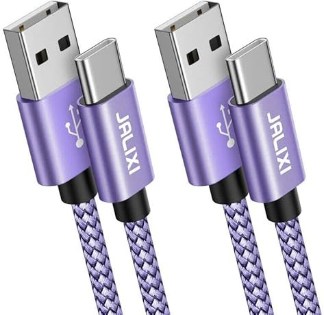 JALIXI USB C Charger Cable 1m, USB to USB C Cable Fast Charging Nylon for Samsung Galaxy S10 S23 S22 S21, Tab A8 A7, A55 A54 A53 A52 A35 A34 A25 A23 A15 A14 A13 A12, Purple
