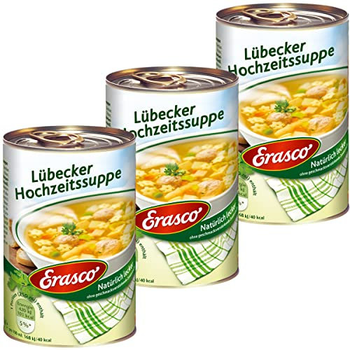 Erasco Lübecker Hochzeitssuppe mit klößchen und Gemüse 390ml 3er Pack