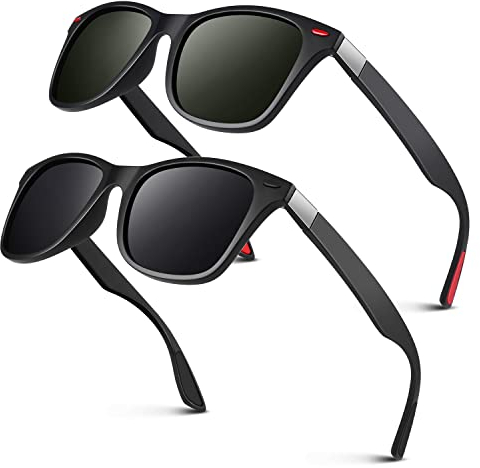 LINVO Polarised Sunglasses for Men and Women,Retro Dark Shades 100% UV Protection for Driving Fishing Running
