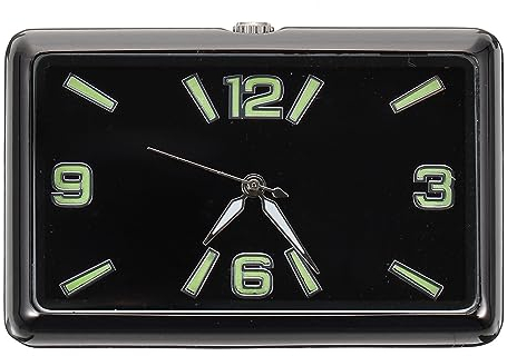 Hemobllo Fluoreszierende Autouhr, quadratische fluoreszierende Autouhr mit schwarzem Zifferblatt, modische Quarzuhr, kleine Uhr aus Viskose-Armaturenbrett-Kaktus