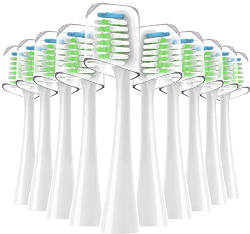 Sonic Ersatzzahnbürstenköpfe kompatibel mit Waterpik Complete Care 9.0 (CC-01), 5.0 (WP-861) Elektrische Zahnbürste, mittlere Borste, 10 Stück (Weiß)