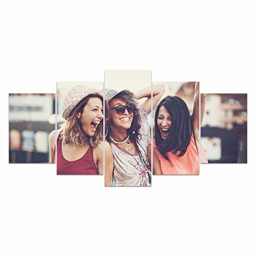 LZIMU Personalisierte Leinwandbilder für die Wand, 5-teilig, individuelle Leinwanddrucke mit Ihren Fotos, für Wohnkultur, einzigartige Geschenke(Kein Rahmen(200x100cm))