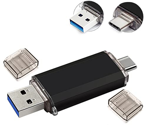 Tipo C Memoria USB 64GB, Pendrive USB C 2 en 1 Flash Drive USB 3.0 64GB OTG Memory Stick para Smartphones, Tabletas y Otras Dispositivos USB o Type C,Negro