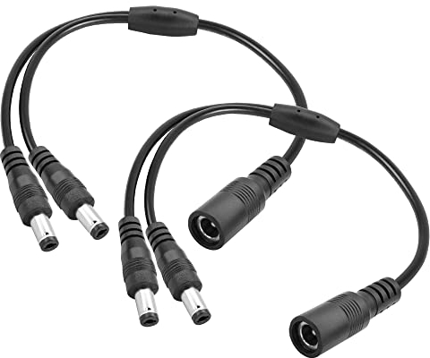 YAODHAOD DC 5.5x2.1 Cable 2 Paquetes, Cable de extensión de derivación de energía de Cámara de 12v, Adecuado para monitoreo de Circuito Cerrado de televisión, enrutador, cinturón de Luz LED (1 to 2)