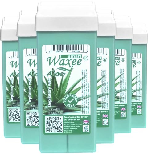 Roll on wax cartridge roller wax refill for hair removal, waxing, pack of 6pcs, 100ml- Aloe, from UK brand- Waxee.
