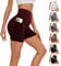 AMIYOYO Kurze Sporthose Damen Mit Handytasche High Waist Radlerhose Blickdicht Sport Shorts Kurze Leggings Bauchweg Unterhosen Yoga Gym für Sommer