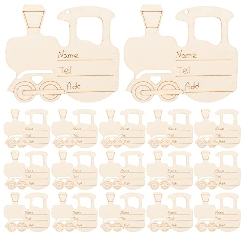 jojofuny 25st Zug Namensschild Leere Holzscheiben Diy-cotouts Aus Unlackiertem Holz Anhänger in Form Einer Holzeisenbahn Unfertige Holzteile Holzschilder Zum Basteln Ornament Graffiti