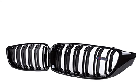 QLASIC Auto Kühlergrill Für B&MW 4er F33 F36 M3 F80 M4 F82 F83 Ersetzen Sie die Frontstoßstange Mesh Grills 2014+ mit M3/M4 Logo F32 2-Slat Black Kidney Grille (Color : 2-Slat Gloss Black)