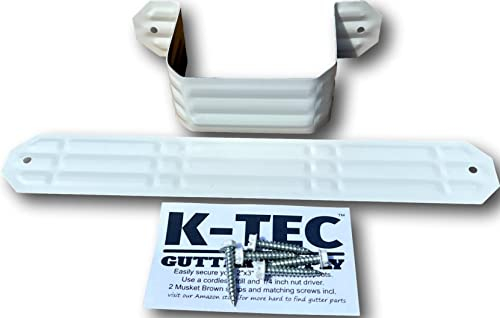 K-TEC Fallrohrgurt für 5,1 x 7,6 cm Aluminium-Regenrinne – Vorfachrohradapter mit farblich passenden Schrauben Hochglanz-Weiß 2 Stück für 1 Fallrohr