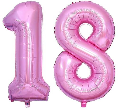 Vthoviwa 40'' Palloncini Numeri 18/81 Rosa, Pallone 18/81. 0123456789,10-19,20-25,30,40,50,60,70,80,90 Compleanno Numero Palloncini Foglio, Palloncino 18/81 Decorazione Festa Supporta Elio