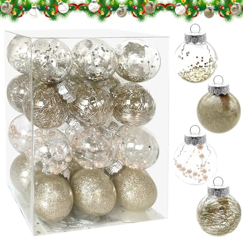 TOPJOWGA Weihnachtskugeln, 24 Stück 6cm Christbaumkugeln, Weihnachtsbaum Bälle Dekorationen, Weihnachtsbaumschmuck, Christbaumschmuck Hängedekorationen, Weihnachtlichen Dekorationen Bälle