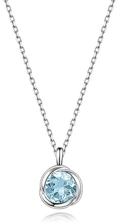 immobird Kette Damen 925 Sterling Silber Halskette mit November Geburtsstein Natürliche Topas-Rosenform Kettenlänge 40+5cm Geschenke Damen