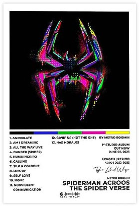 TONFON Leinwandposter Spider-Man Across The Spider-Verse 2023, Filmcover, Autogramm, Schlafzimmer, Dekoration, Sport, Landschaft, Büro, Raumdekoration, Geschenk, ungerahmt, 30 x 45 cm