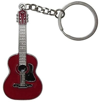 Porte-clés Style Guitare sèche acoustique rouge en Acier inox.