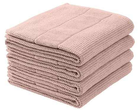 Schiesser Frottier Handtuch Turin im 4er Set | 100% Baumwolle aus nachhaltiger Produktion | flauschig, saugstark, farbecht | 50x100cm | Hellrosa