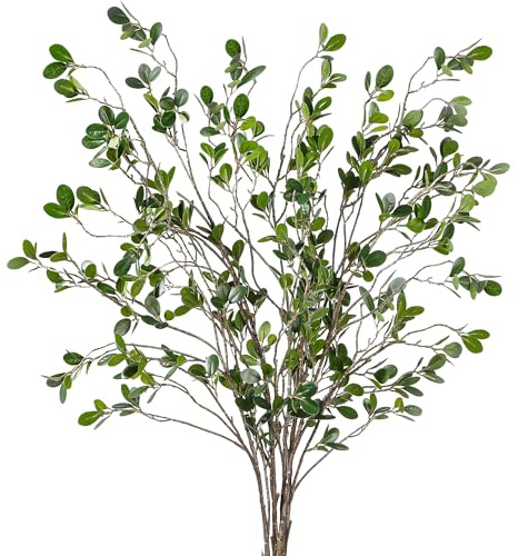 Sggvecsy Künstliche Ficus-Zweige, künstliche Eukalyptuszweige für Zuhause, Büro, Hochzeit, Vase, Laden, Dekoration, 109 cm, 5 Stück