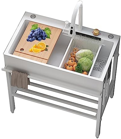 Außenküchen-Waschbecken, kommerzielles Restaurant-Spülbecken, Edelstahl-Einheiten, Waschbecken, Nano-Raindance-Wasserfall-Spüle, freistehendes Catering-Spülbecken, Gemüsebecken, Ei