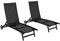 Outsunny - Juego de 2 baños de sol para tumbona reclinable de aluminio y textileno con ruedas, respaldo multiposición, carga máx. 150 kg, color negro
