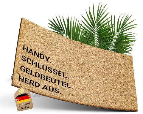 ElbFuchs® Fußmatte Kokos 60x40cm | Handy Schlüssel Geldbeutel | [EXTRA LANGLEBIG & rutschfest] | Kokosmatte Fussmatte Aussen & Innen | Fußabtreter für Haustür