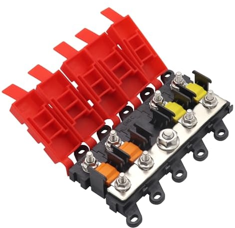 4 Fach Midi Sicherungshalter KFZ Messing Stromverteiler Boot Wohnmobil Wohnwagen Wohnmobilanhänger PKW Camper Caravan Sicherungskasten Midi Halter mit 30A 60A 100A Sicherungen