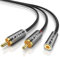 J&D Câble RCA Jack, Câble Adaptateur Cinch Audio Stéréo Plaqué Or de 3.5mm Femelle à 2 RCA Mâle Compatible avec HiFi Barre de Son Home Cinéma Enceinte, 1.2m
