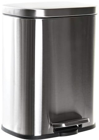LEKE GO Cubo de basura, Papelera de cocina mate plateada de acero inoxidable de 12 litros