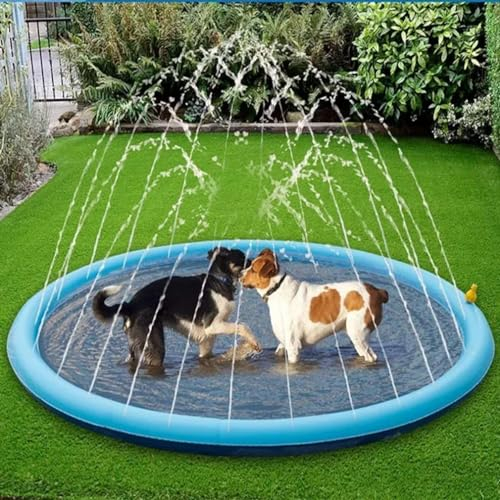 Fidofaves Splash Pad, Fidofaves Splash Pool, Fidofaves Hunde-Pool, Sprinkler Wasser Spielmatte, Hunde Spritz Wasserspiel Matte, Sommer Garten Wasserspielzeug für Kinder, Haustiere (100CM)