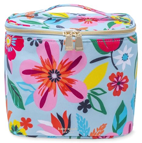 kate spade new york Lonchera aislada, pequeña bolsa de almuerzo para mujer, bolsa térmica con doble cierre de cremallera y asa de transporte, diseño floral de safari