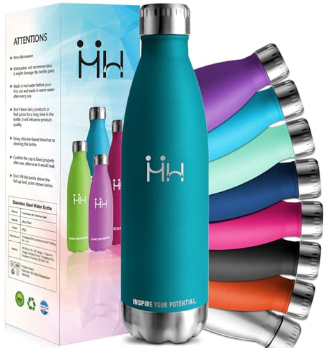 HoneyHolly Borraccia Termica, 18/8 Acciaio Inox Bottiglia Termica - 1000ML - Senza BPA Borraccia Palestra, Isolato Sottovuoto, Antigoccia, Bottiglia Acqua Termos per Scuola, Sport, Ufficio