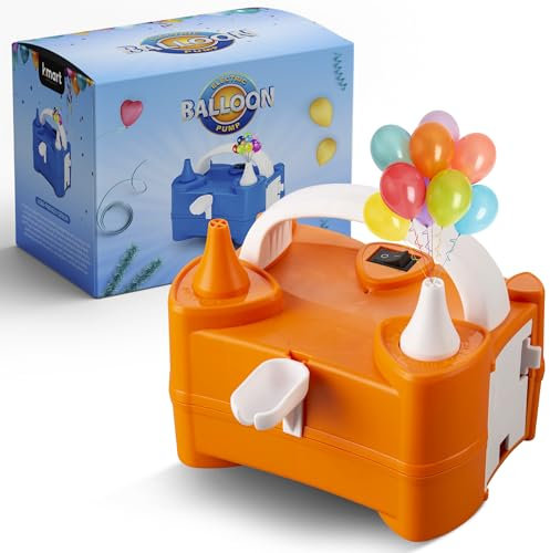 K-MART Electric Balloon Pump UK, Portable Dual Nozzle Balloon Inflator 220v-240v 600w, Air Balloon Pump for Outdoor Recreations (ORANGE)