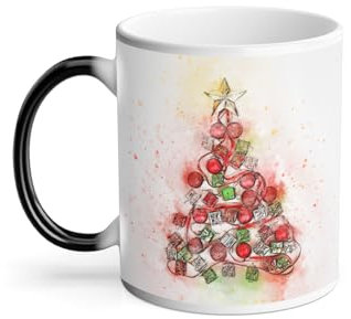Thermo-Reactive Mug Magic Mug - Christmas Tree Watercolour Painting Style - 325 ml