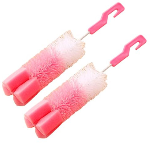 Ipetboom 2 Stück Flaschenreinigungsbürsten Mit Schwammkopf Und Kunststoffgriff Flexibel Für Babyflaschen Wein Und Bierflaschen Mit Aufhängehaken Flaschenreiniger Für Küche Und Haushalt