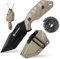 SPITZKANTE Cuchillo para cuello X-TAN-K, hoja tanto de 7,8 cm en acero 5Cr14MoV, cuchillo EDC fijo al aire libre, con fuerza ABS, cadena a esferas.