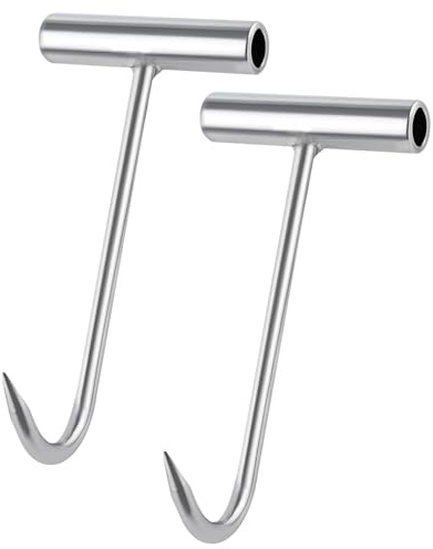 GOLD DEER 2PCS T-Handle Meat Boning Hook Stainless Steel T Hooks