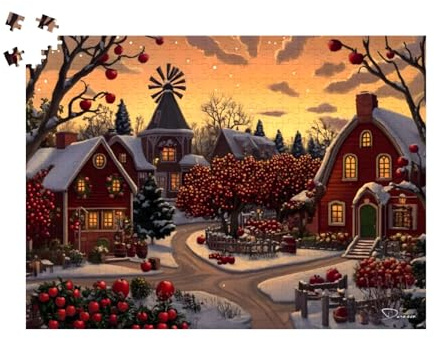 Frosty Winter Jigsaw Puzzle 1000 Pieces, Snowy Winter Apple Puzzle, Thanksgiving Family Game Night | Appleton Ridge