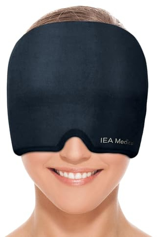 IEA Medical Migränemaske – 360° Gel Kühlmaske & Wärmemaske gegen Migräne, Einheitsgröße, Kopfschmerzen Mütze, Schlafmaske kühlend, Kühlmütze Migräne, kühlende Kopfmaske