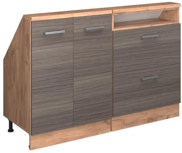 Vicco Dachschrägenschrank-Set Rion, Edelgrau/Goldkraft Eiche