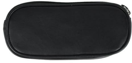 CTM Napa Leather Zip Around Double Eyeglass Case Holder, Black