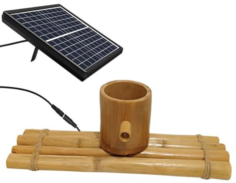 Japanese Bamboo Solar Water Fountain Kit, Garden Water Feature Patio Zen Decor,Feng Shui Bamboo Water Fountain, for Garden Patio Pond(30CM)