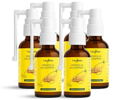 heybee® Propolis Halsspray+ 30 ml – pflanzlich mit Propolis-Extrakt, alkoholfrei, gegen Halsschmerzen, Heiserkeit & beanspruchte Stimme – frischer Eukalyptus?Zitronen Geschmack (6)
