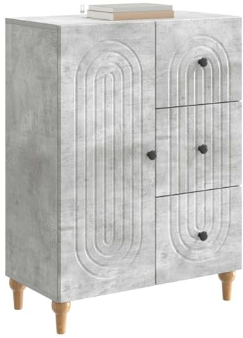 vidaXL Sideboard Betongrau 66 x 34,5 x 90 cm Holzwerkstoff, Wohnzimmer, modernes rechteckiges Sideboard, viel Stauraum, praktisches Möbel für Minimalisten