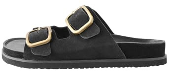 NEXT Damen Forever Comfort® Fußbettsandalen mit Zwei Riemen Black Suede 38