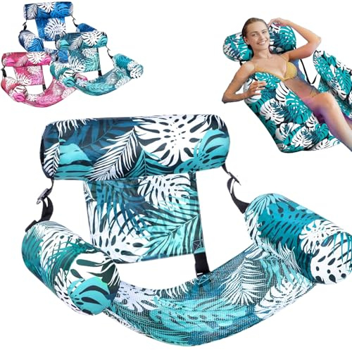 Bouées Gonflables pour Adultes, Hamac Flottant Piscine, Fauteuil De Natation Gonflable pour Piscine Bouées Gonflables avec Accoudoirs, Chaises Longues Flottantes en Tissu Doux, pour Fêtes, Été, Plage