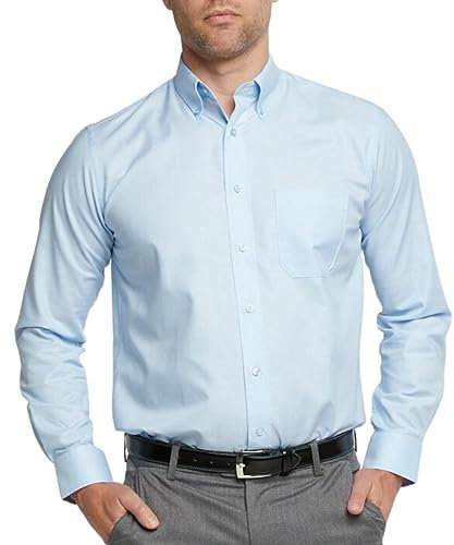 Double Two Men's Blue Non-Iron Button Down Oxford Shirt