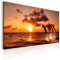 B&D XXL - Wandbilder XXL Delfine 90x60 cm 1 tlg - Wand Deko Vlies Leinwand Bilder Groß Wanddeko Wohnzimmer Schlafzimmer Kunstdrucke - Tier Meerslebens Natur Meer See Sonnenuntergang