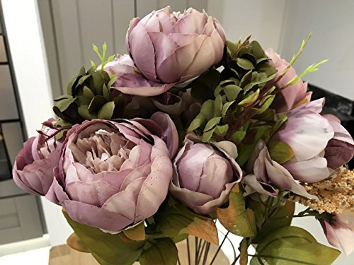 Best Artificial 50cm Vintage Silk Flower Peony Spray Bouquet Wedding Home Decoration Arrangement (Pink Champagne)